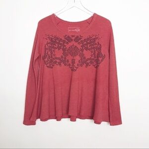 We the Free red waffle weave thermal swing hem M